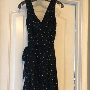 White and black dotted georgette fabric dress.